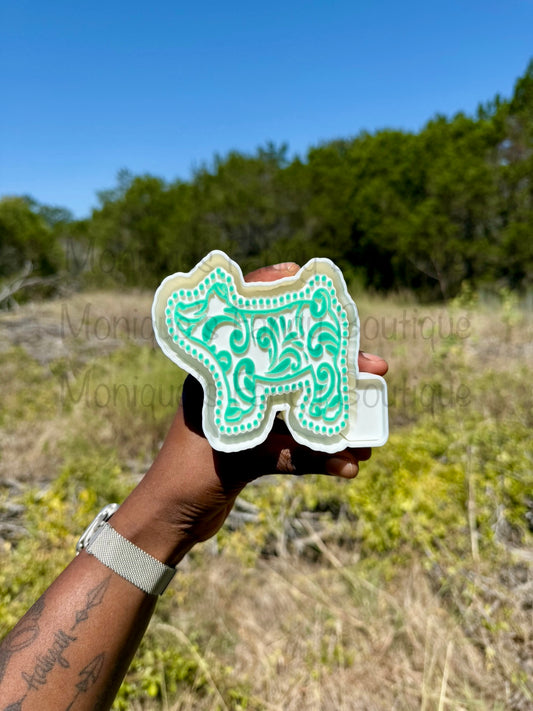 Pig Freshie featuring a scroll design