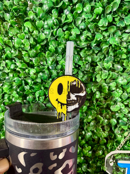🖤 Dripping Smiley Face Straw Topper