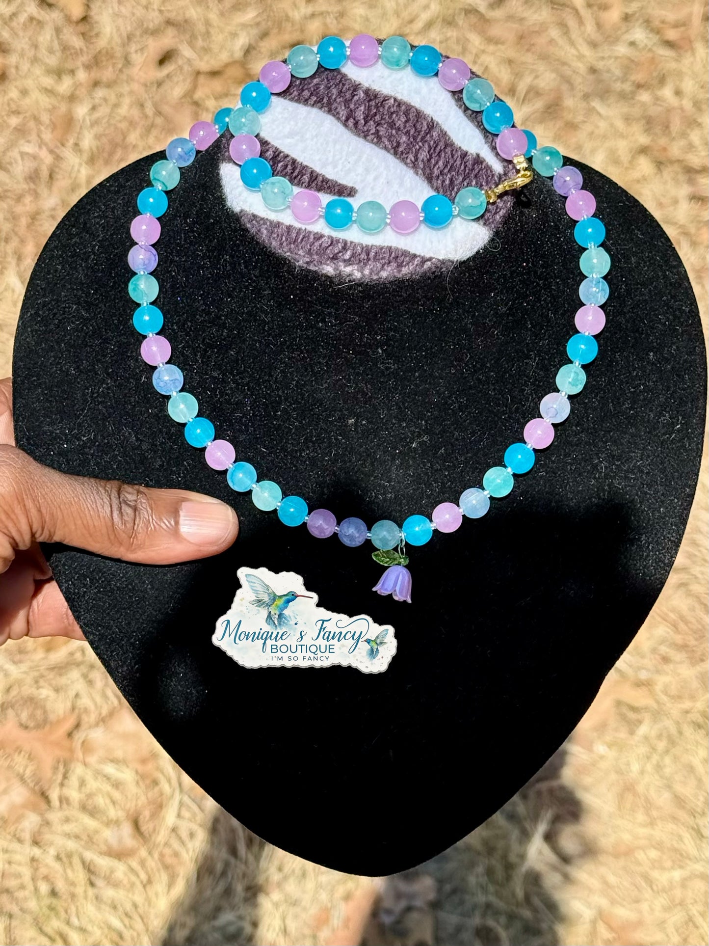 Pastel Rainbow Beaded Necklace & Bracelet– Handmade Statement Jewelry