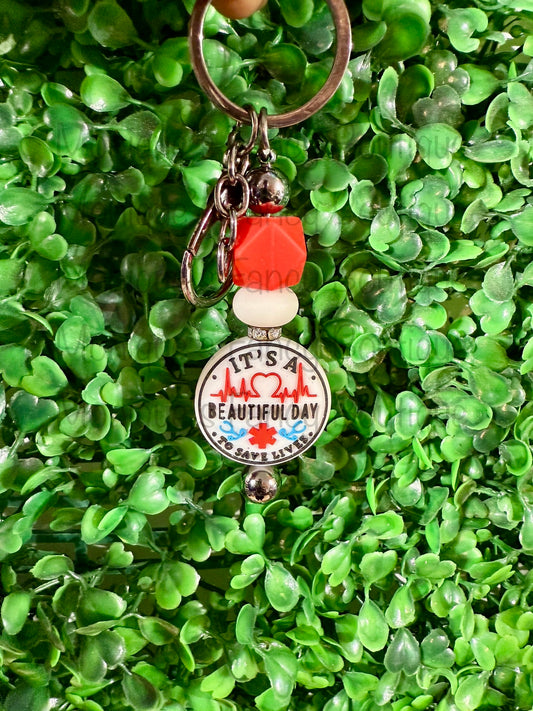 ✨ “It’s a Beautiful Day to Save Lives” Keychain Focal Bead ✨