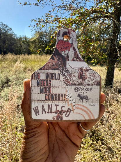 Western Style Cow Tag Car Freshie