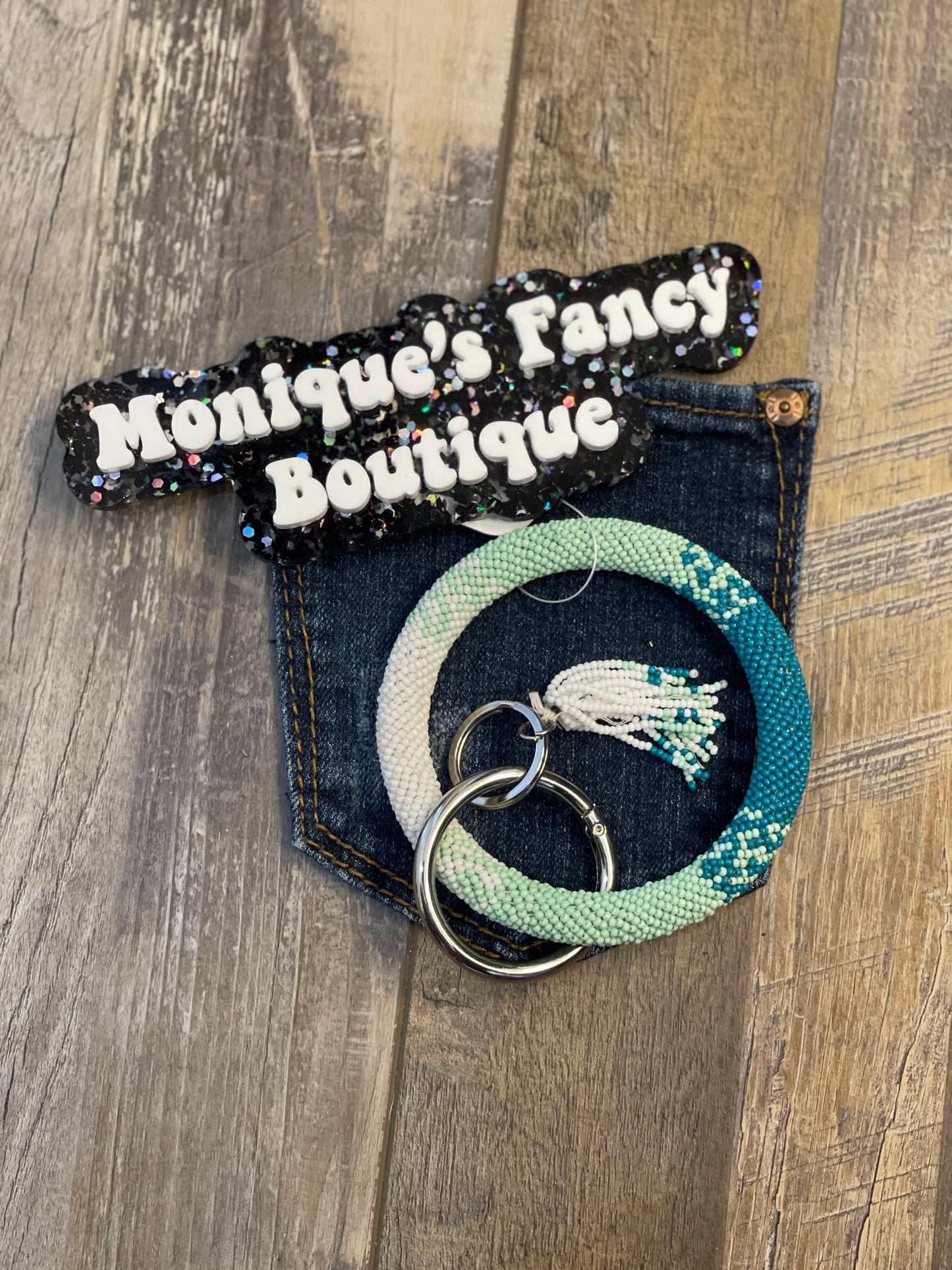 Beaded Turquoise Keychain